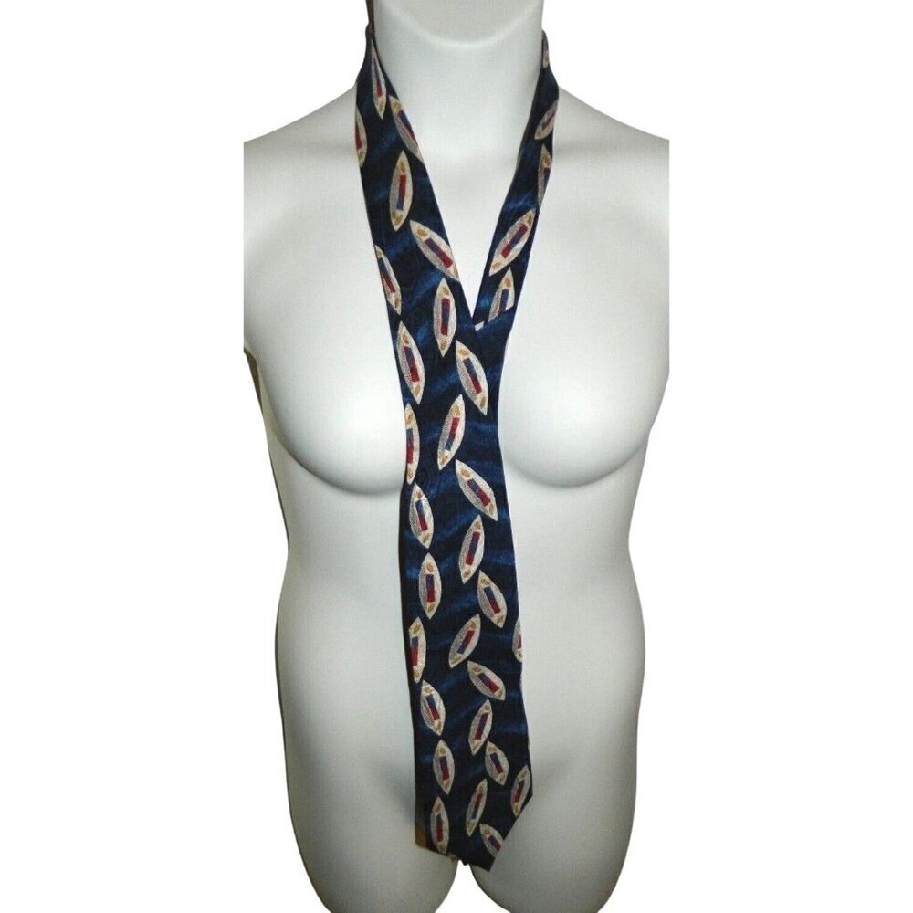 VTG Oscar de la Renta Men's 100% Silk Neck Tie Blue Red Abstract Paisley Pattern
